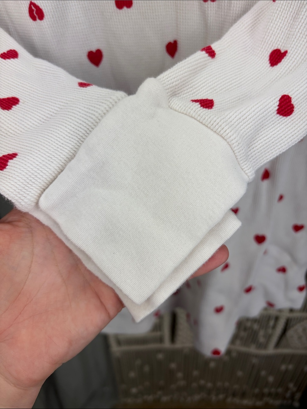 Victoria's Secret Thermal Waffle Knit Red Hearts on White Sleep-shirt PJ | M - Picture 3 of 10